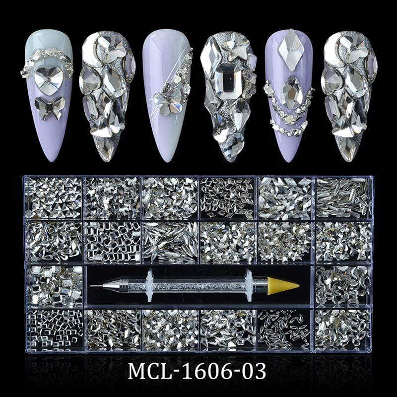 Religion Nail Supply AB Glass Crystal Rhinestones 20 Different Shapes 1000pcs - MCL-1606-03